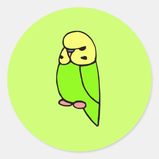 Groene Engelse Parkiet Ronde Sticker (Voorkant)