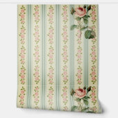 Groene Engelse Roos Elegantie Behang (Afrollen)