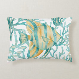 Groene engelvis aquarel vis accent kussen