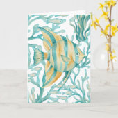 Groene engelvis aquarel vis kaart (Gele Bloem)