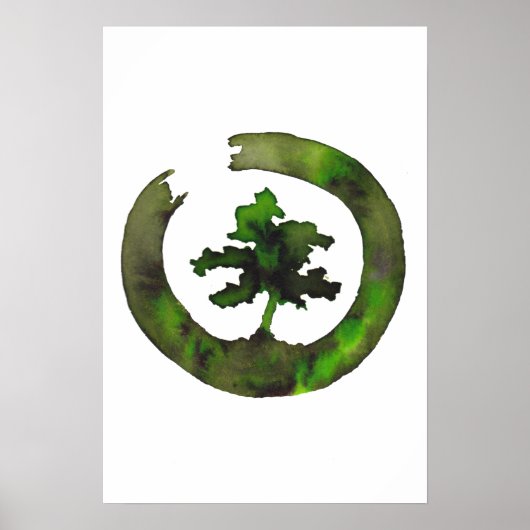 Groene Enso Bonsai Cirkel Poster (Voorkant)