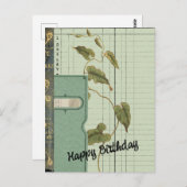 Groene Ephemera Collage Gefeliciteerd Briefkaart (Voorkant / Achterkant)