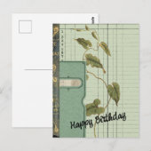 Groene Ephémère Collage Gefeliciteerd Briefkaart (Voorkant / Achterkant)