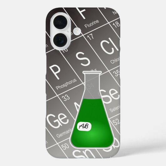 Groene Erlenmeyer (met Initialen) Chemie Case-Mate iPhone Case (Achterkant)