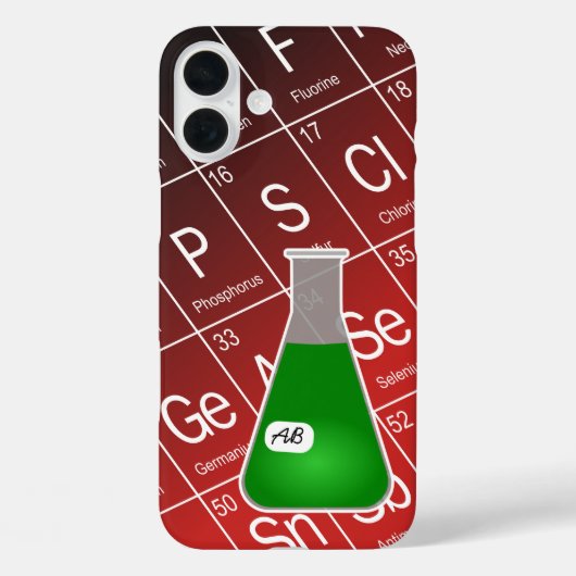 Groene Erlenmeyer (met Initialen) Chemie Case-Mate iPhone Case (Achterkant)