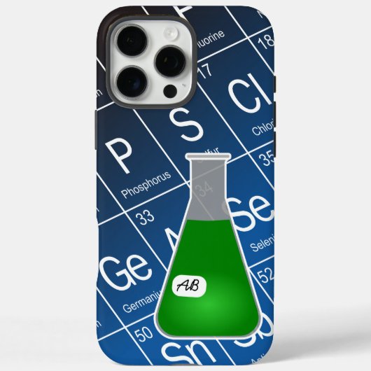 Groene Erlenmeyer (met Initialen) Chemie Case-Mate iPhone Case (Achterkant)