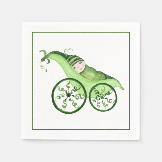 Groene Erwt Babywagen en Baby Servetten (Voorkant)