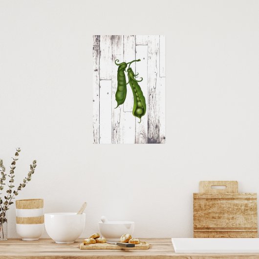 Groene erwten erwt wit hout rustieke boerderij kun poster (Keuken)