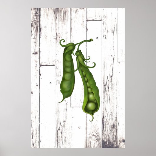 Groene erwten erwt witte houten rustieke boerderij poster (Voorkant)