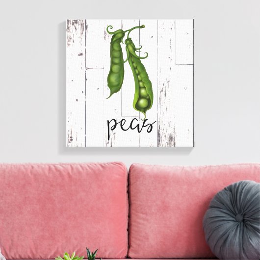 Groene ERWTEN Wit Hout Rustieke Boerderij Keuken K Canvas Afdruk (Insitu (Woonkamer))