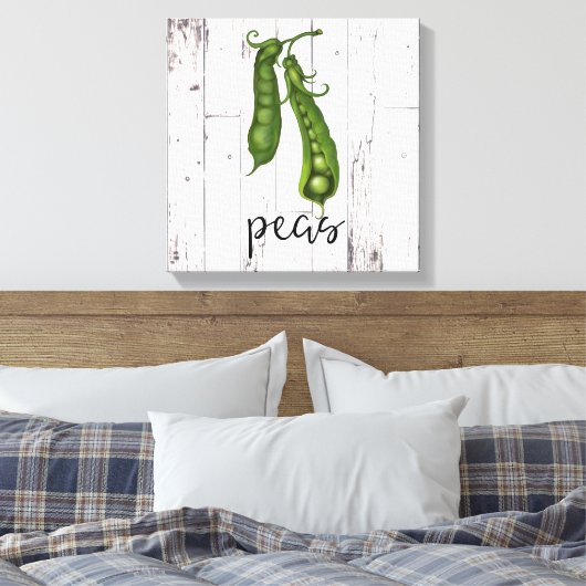 Groene ERWTEN Wit Hout Rustieke Boerderij Keuken K Canvas Afdruk (Insitu (Slaapkamer))