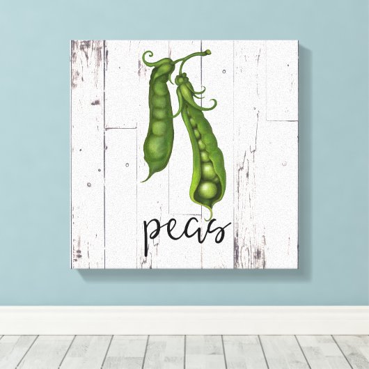 Groene ERWTEN Wit Hout Rustieke Boerderij Keuken K Canvas Afdruk (Insitu (Houten vloer))