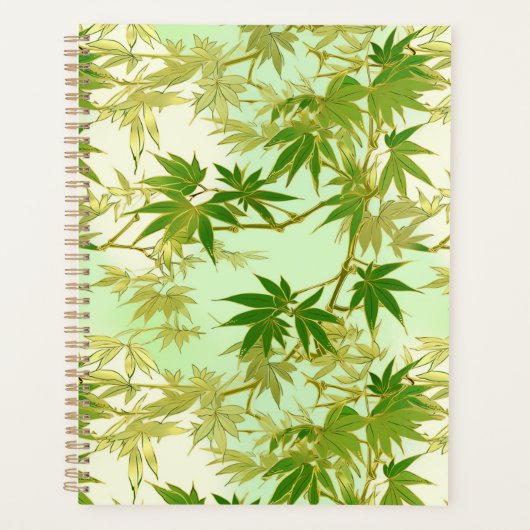 Groene esdoorn verlaat Chiyogami planner (Voorkant)