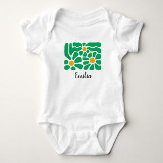 Groene Esthetische Bloem Baby Jersey Bodysuit