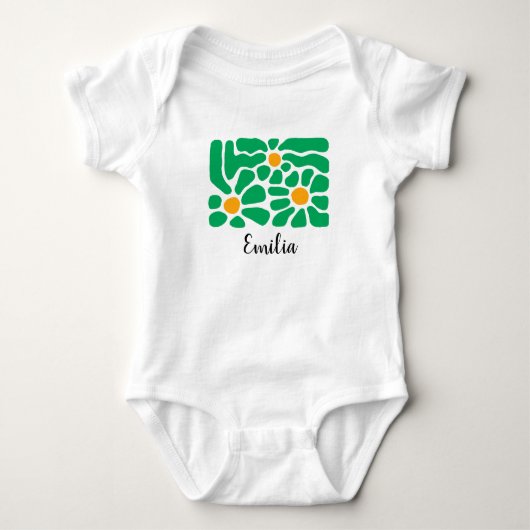 Groene Esthetische Bloem Baby Jersey Bodysuit (Voorkant)