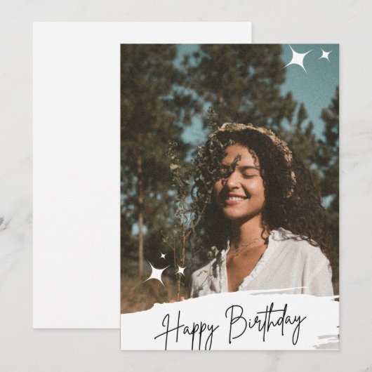 Groene Esthetische Gelukkige Verjaardag Feestdagenkaart (Voorkant / Achterkant)