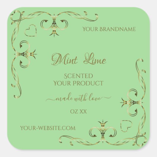 Groene etiketten met goudhoeken voor sierdoeleinde (Voorkant)