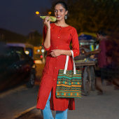 Groene etnische Azteekse canvas tas