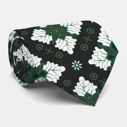 Groene etnische damast batik naadloos patroon stropdas (Opgerold)