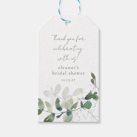Groene Eucalyptus Aangepaste Trouw Bruiloft Dank J Cadeaulabel (Voorkant)