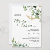 Groene Eucalyptus Aquarel Botanische Bruiloft Kaart (Voorkant)