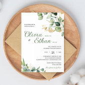 Groene Eucalyptus Aquarel Botanische Bruiloft Kaart