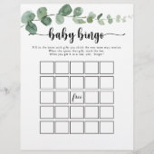 Groene Eucalyptus Baby Bingo Shower Game (Voorkant)