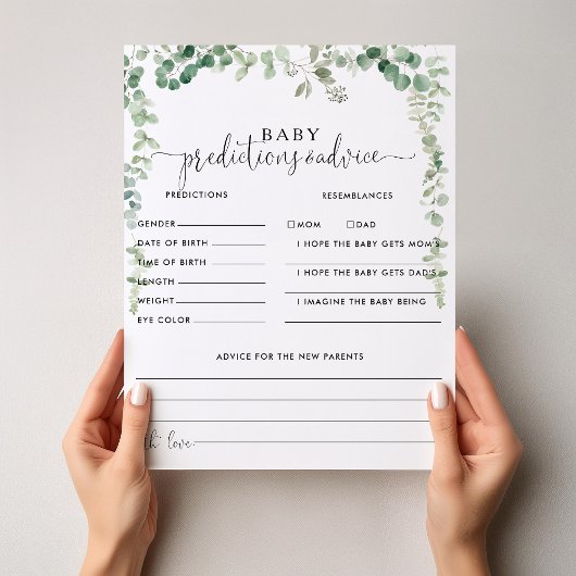 Groene Eucalyptus-Baby- en advieskaarten