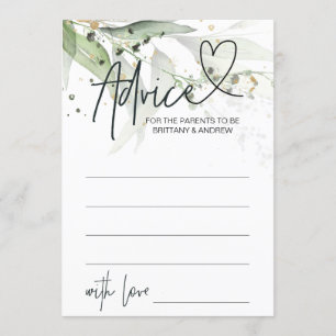 Groene Eucalyptus Baby shower Advice Game Card Kaart