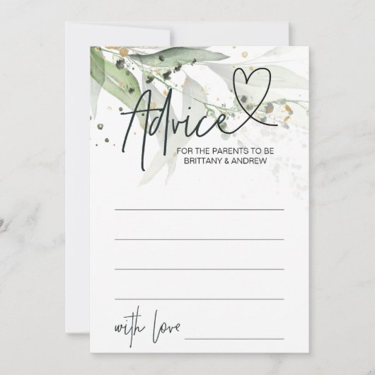 Groene Eucalyptus Baby Shower Advies spelkaart Kaart (Voorkant)