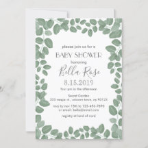 Groene Eucalyptus Baby shower Kaarten