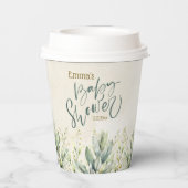 Groene Eucalyptus Baby shower Papieren Bekers (Achterkant)