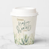 Groene Eucalyptus Baby shower Papieren Bekers (Voorkant)