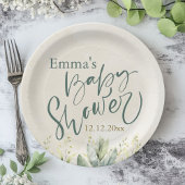 Groene Eucalyptus Baby shower Papieren Bordje