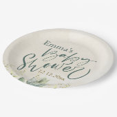 Groene Eucalyptus Baby shower Papieren Bordje (Gekanteld)