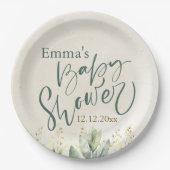 Groene Eucalyptus Baby shower Papieren Bordje (Voorkant)