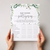 Groene Eucalyptus Baby Shower Scattegories Spel