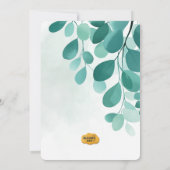 Groene Eucalyptus Baby Shower Uitnodiging (Achterkant)