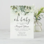Groene Eucalyptus Baby Shower Uitnodiging (Staand voorkant)
