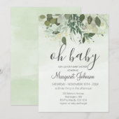 Groene Eucalyptus Baby Shower Uitnodiging (Voorkant / Achterkant)