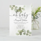 Groene Eucalyptus Baby Shower Uitnodiging (Staand voorkant)