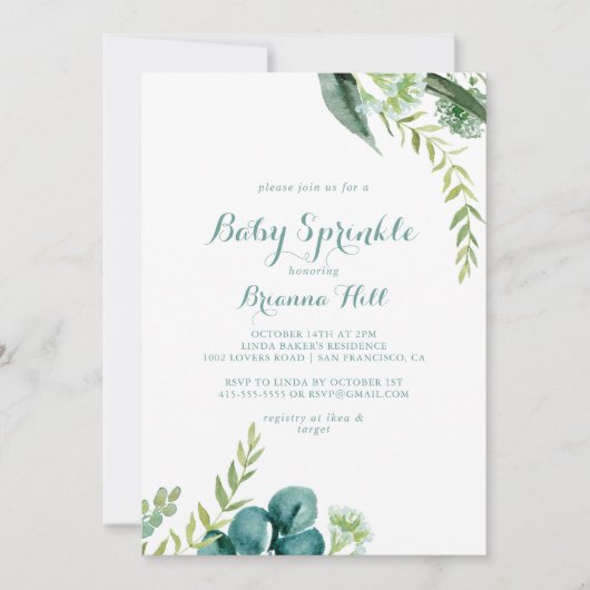  groene Eucalyptus Baby Sprinkle Kaart (Voorkant)