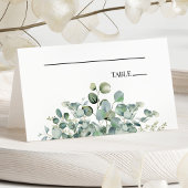 Groene eucalyptus blad botanische tuin bruiloft plaatskaartje