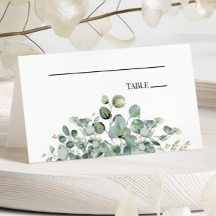 Groene eucalyptus blad botanische tuin bruiloft plaatskaartje