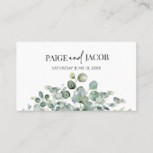 Groene eucalyptus blad botanische tuin bruiloft plaatskaartje (Achterkant)