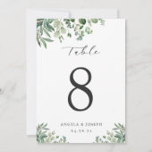 Groene Eucalyptus bladeren 5x7 tafelnummer Kaart (Achterkant)