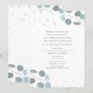 Groene Eucalyptus Bladeren Baby Borrel Tweeling Kaart