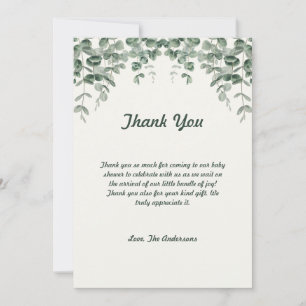 Groene Eucalyptus Bladeren Baby Shower Bedankkaart Kaart