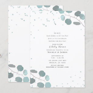 Groene Eucalyptus Bladeren Baby Shower Jongen of M Kaart