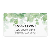 Groene Eucalyptus Bladeren Border Retouradres Etiket (Voorkant)